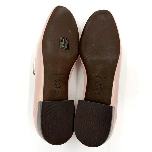 Tory Burch Jessa Loafer Pink Brick Patent Leather Gold Horsehead Womens 8.5 - Picture 9 of 11